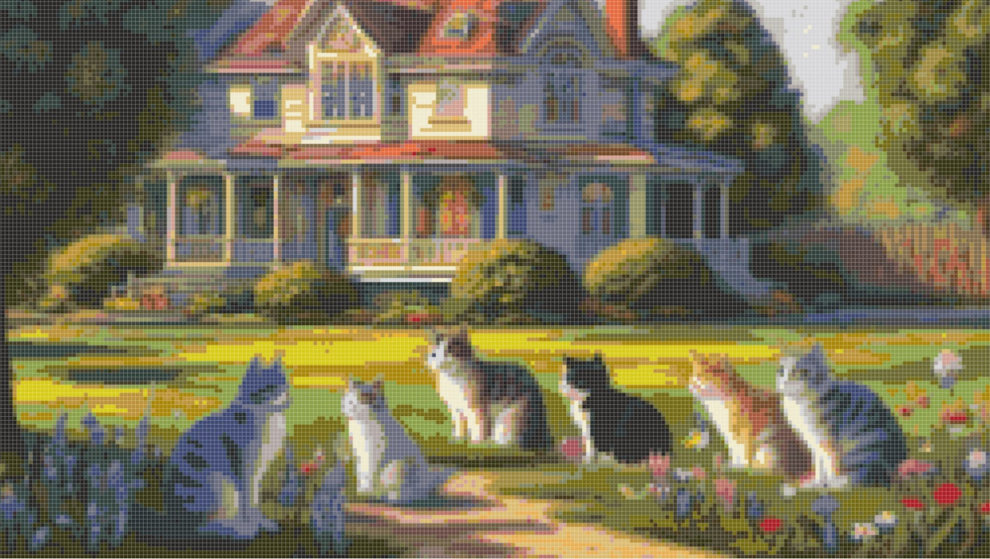 Cat Meet N Greet Downloadable Cross Stitch Pattern