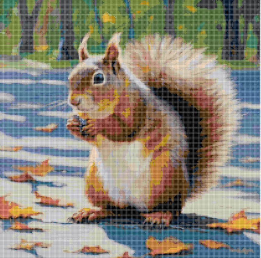 Fall Squirrel Downloadable Cross Stitch Pattern