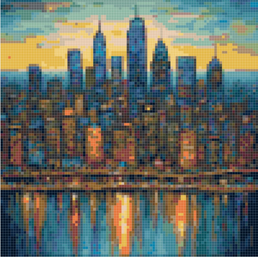 Impasto City Lights Downloadable Cross Stitch Pattern